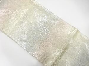 流水に竹笹・枝梅模様織り出し袋帯